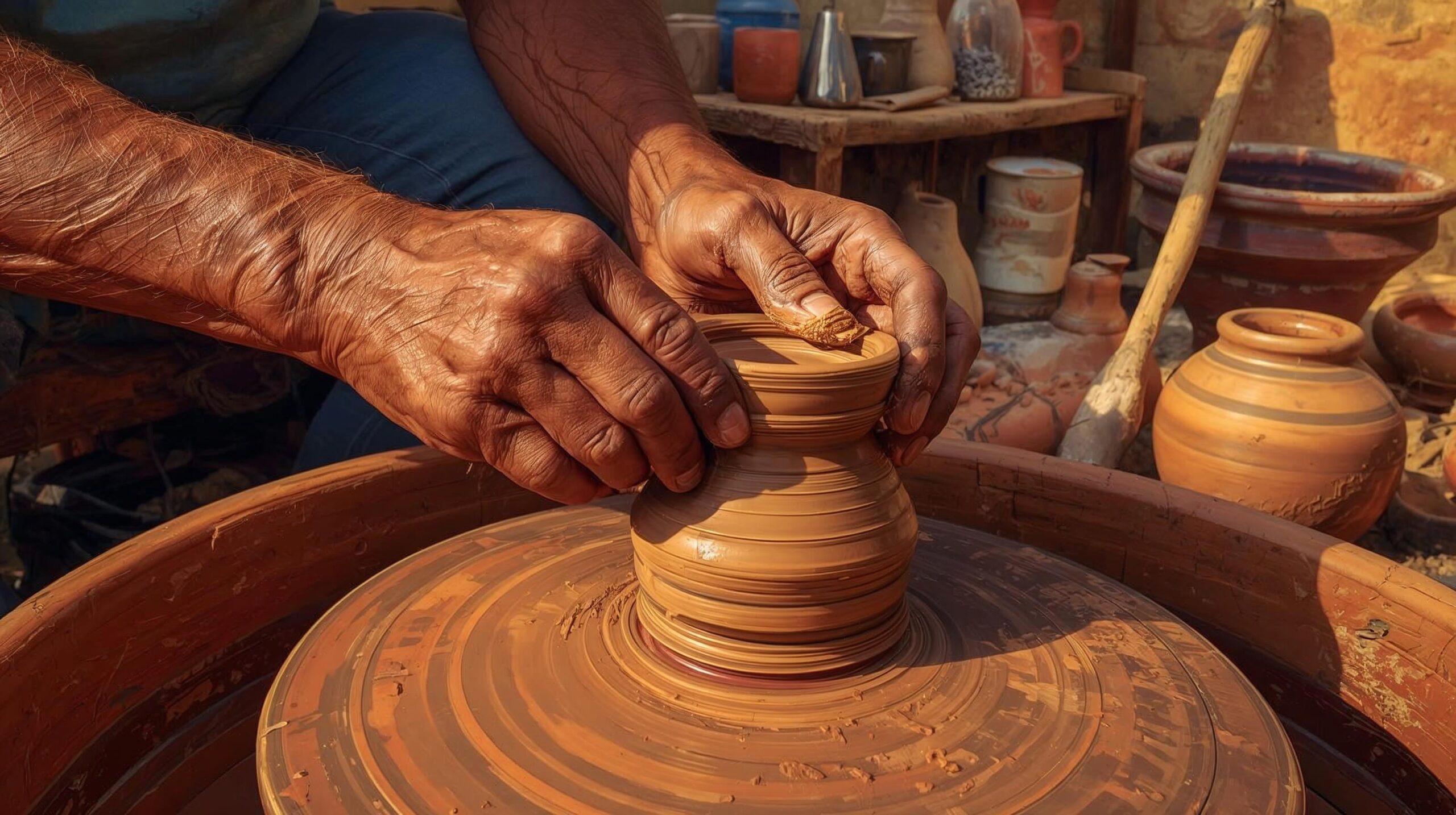 slow-travel-oaxaca-workshop Traveler learning traditional pottery in Oaxaca